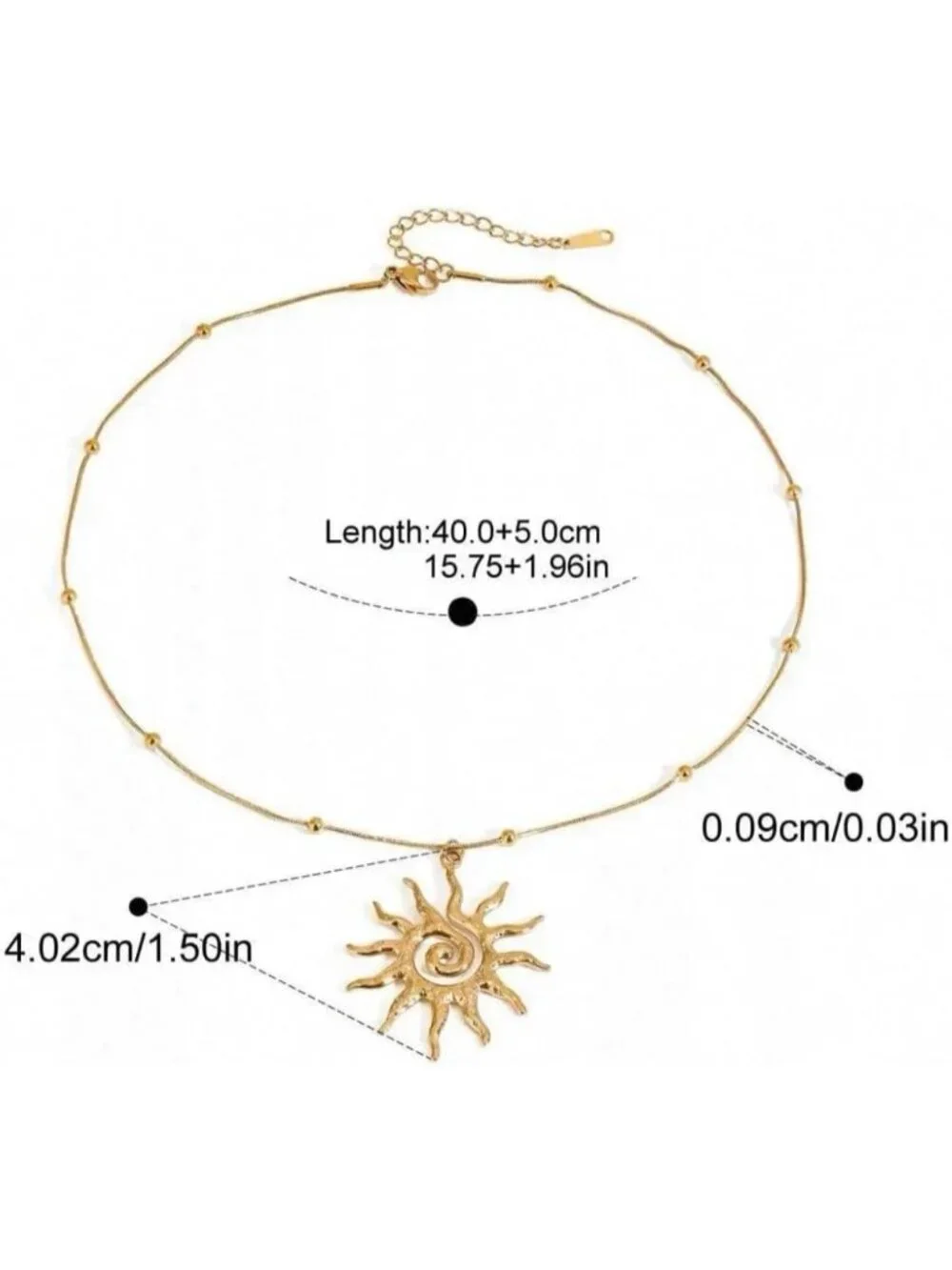 Women's Gold 1 Lobster Vintage Bohemian Unique Statement Sun Pendant Necklace